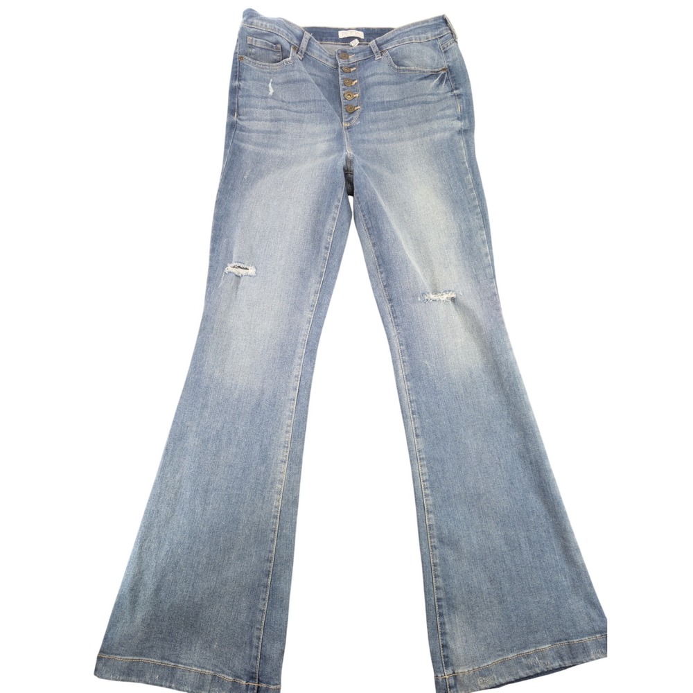 Sofia Jeans Melisa Cotton Blue Denim Flare Pants Womens‎ 12 High Rise Distressed